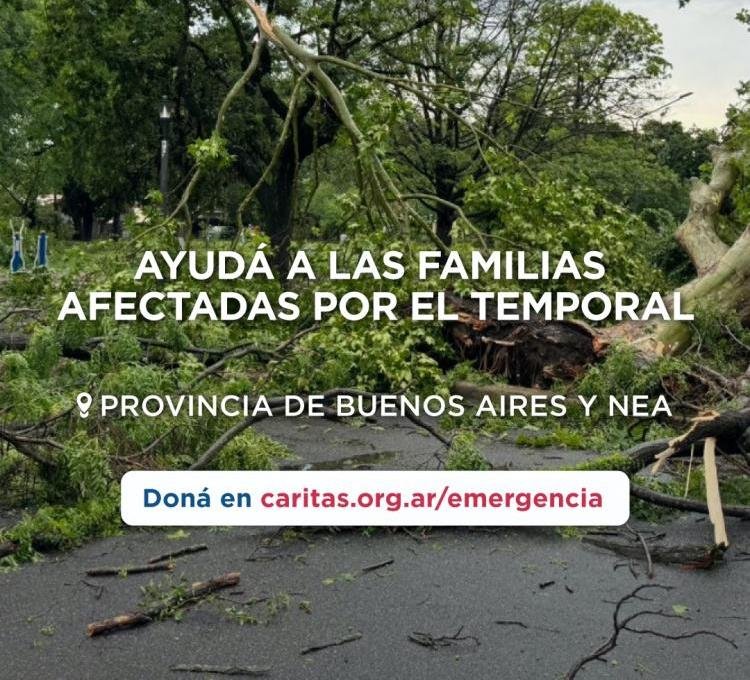 Cáritas Argentina brinda ayuda a las familias afectadas por el temporal
